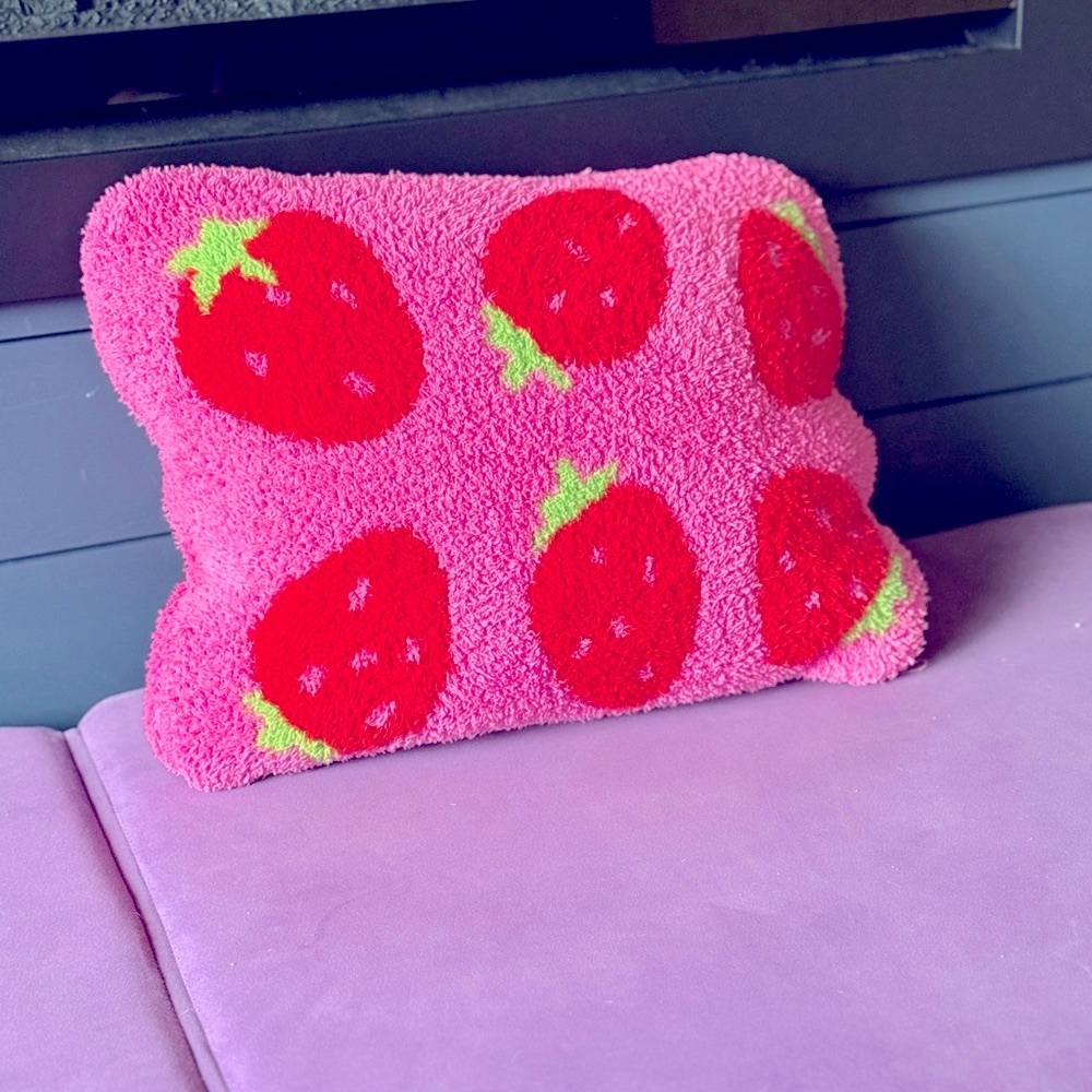 Krista Horton X Staykation Pink Strawberry Patterned Quillow/ backpack